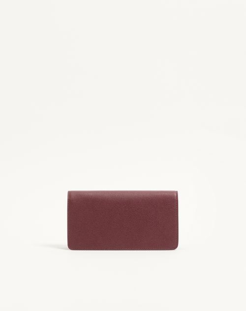 Valentino Garavani - Vlogo Signature Grainy Calfskin Wallet With Chain - Maroon - Woman - Wallets And Small Leather Goods