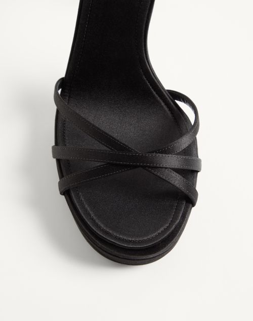 Valentino Garavani - Valentino Garavani Eveninglam Satin Platform Sandal 120mm - Black - Woman - Sandals