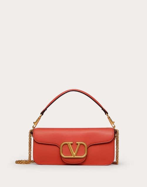 Valentino Garavani Garavani Locò Calfskin Shoulder Bag Woman Coral Uni In Orange