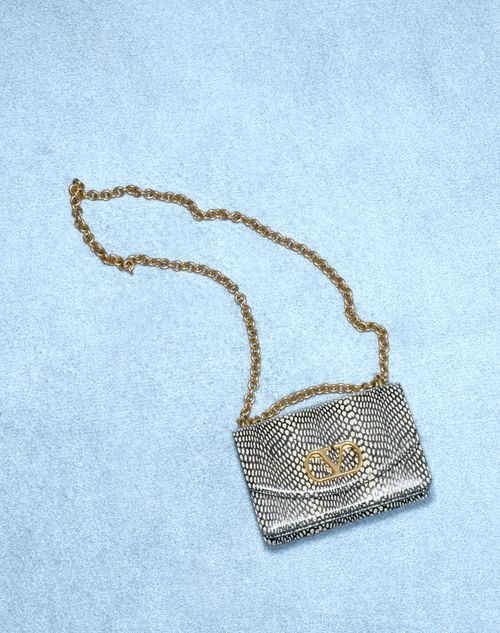 Valentino Garavani - Valentino Garavani Vain Elaphe Leather Shoulder Bag With Cobra Print - Ivory/black - Woman - Shoulder Bags