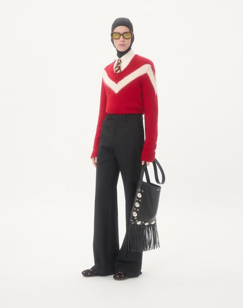 Valentino - Valentino Wool Jumper With Vlogo Bow At The Back - Paris/ivory - Man - Knitwear