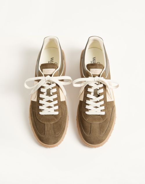 Valentino Garavani - Upvillage Low Top Trainer In Split Leather And Calfskin Nappa Leather - Military Green/ivory - Man - Sneakers