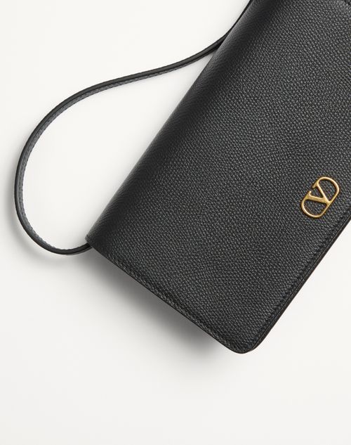 Valentino Garavani - Mini Sac Porté Épaule Vlogo Signature En Cuir De Veau Grainé - Noir - Femme - Pochettes