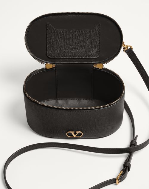 Valentino Garavani - Vlogo Signature Mini Vanity Bag In Grainy Calfskin - Black - Woman - Wallets And Small Leather Goods
