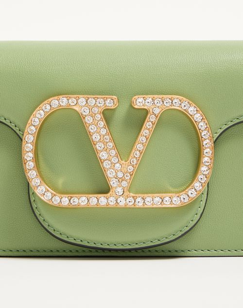 Valentino Garavani - Valentino Garavani Locò Small Shoulder Bag With Jewel Logo - Mint/crystal - Woman - Shoulder Bags