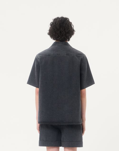 Valentino - Vゴールド デニム ボウリングシャツ - ブラック - メンズ - デニム