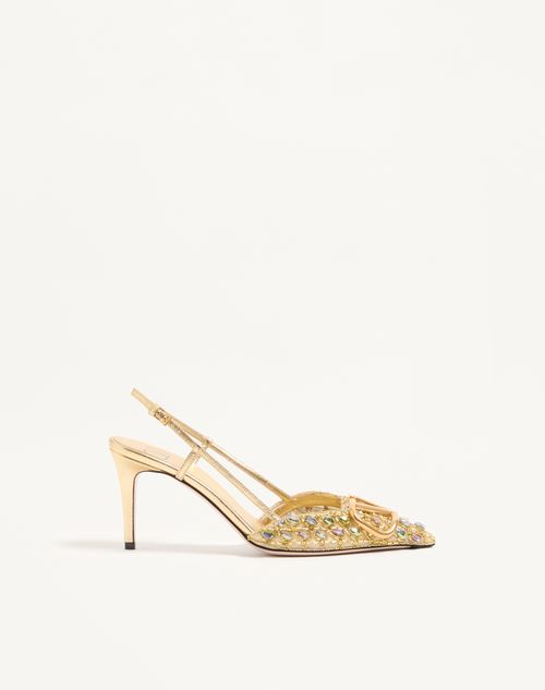 Valentino Garavani - Vlogo Signature Slingback Pumps With Bead And Crystal Embroidery 80mm - Multicolor - Woman - Pumps And Slingbacks