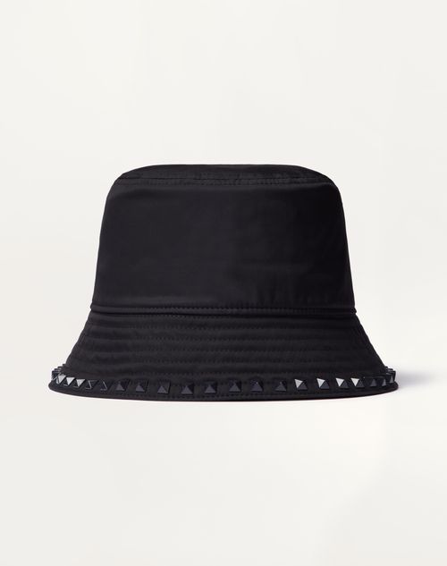 Shop Valentino Garavani Rockstud Cotton Bucket Hat With Stud Appliqué In Navy