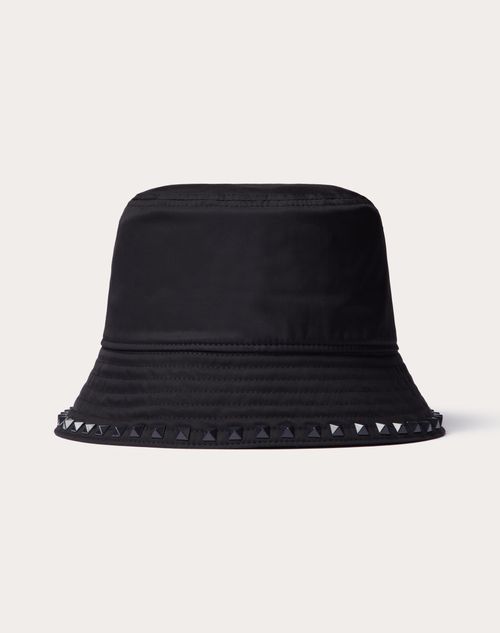 Valentino Garavani Rockstud Cotton Bucket Hat With Stud Appliqué In Navy