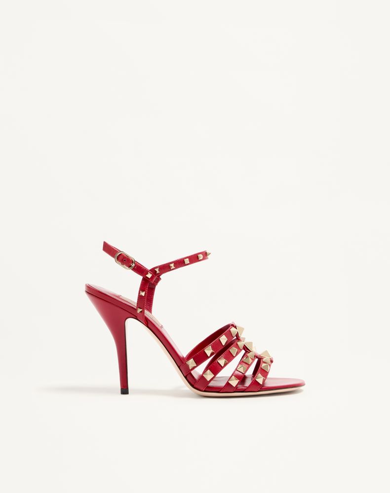 Valentino Garavani Women's Red Rockstud Kidskin Sandal 100Mm Woman 42
