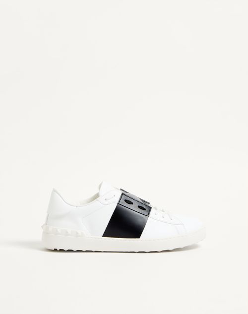 Valentino Garavani Calfskin Open Sneaker Man White/ Black 46