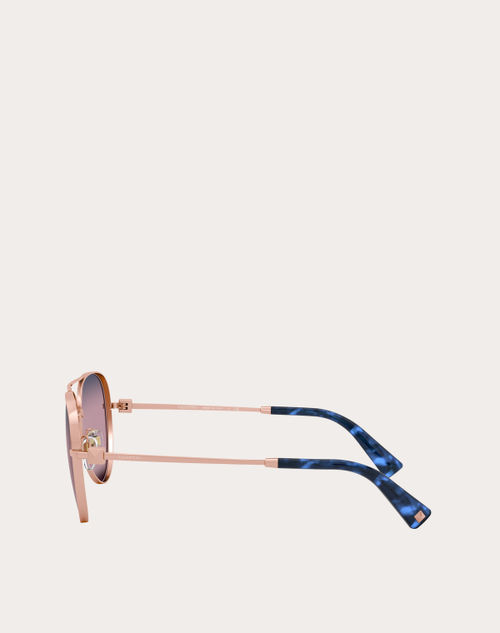 Valentino - メタル パイロット サングラス スタッズ付き - ピンクゴールド/ブルー グラデーション/ピンク - ユニセックス - アイウェア