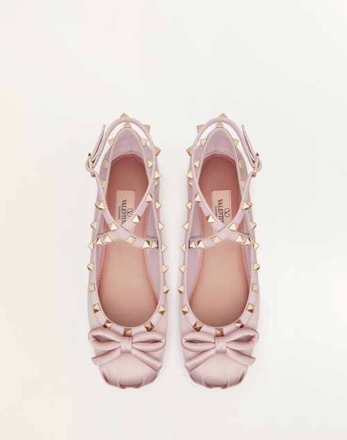 Valentino Garavani - Rockstud Satin Ballerina - Water Lilac - Woman - Ballerinas