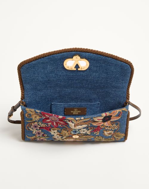Valentino Garavani - 발렌티노 가라바니 드베인 엠브로이더리 데님 스몰 숄더백 - 데님/멀티컬러 - 여성 - 숄더백