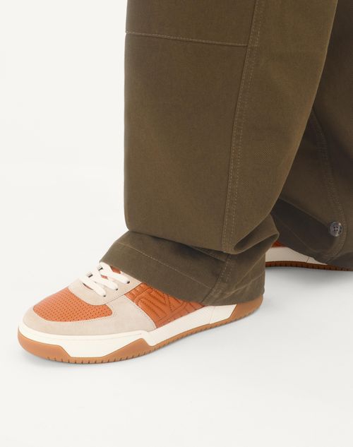 Valentino Garavani - Sparry Sneaker In Split Leather And Nappa - Beige - Man - Sneakers