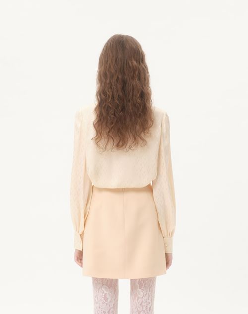 Valentino - Toute La V Silk Jacquard Shirt - Birch - Woman - Shirts & Tops