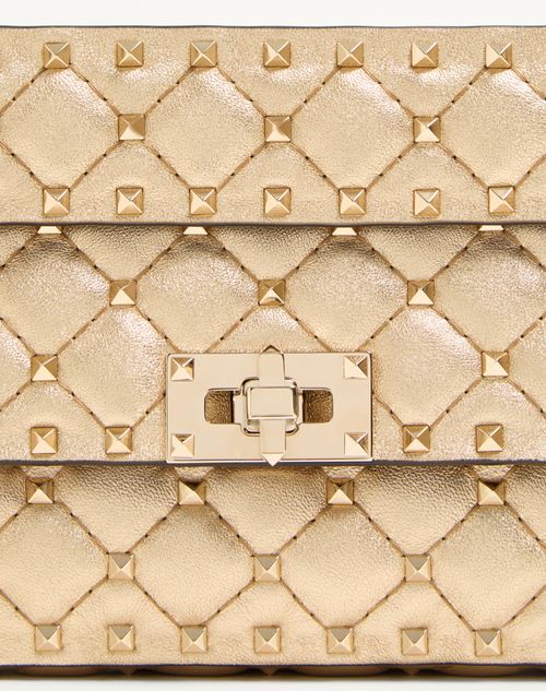 Valentino Garavani - Valentino Garavani Rockstud Spike Small Laminated Nappa Bag - Mekong - Woman - Shoulder Bags