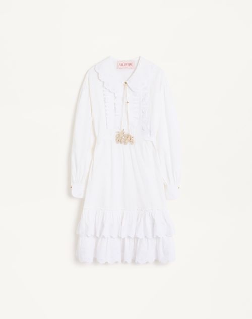 Valentino Besticktes Kleid Aus Baumwolle Und Leinen Frau Weiss 46 In Weiss