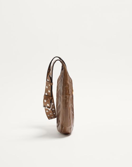 Valentino Garavani - Valentino Garavani Hoboho Small Hobo Bag In Chevron-patterned Nappa Leather - Tundra - Woman - Shoulder Bags