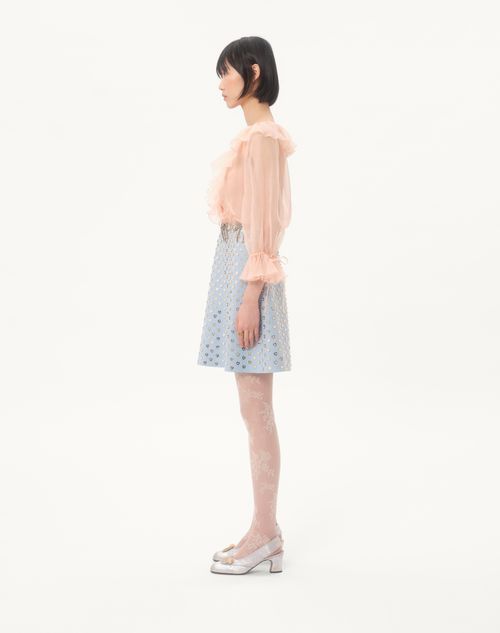 Valentino - Embroidered Crepe Couture Short Dress - Rose Mist/pastel Grey - Woman - Dresses