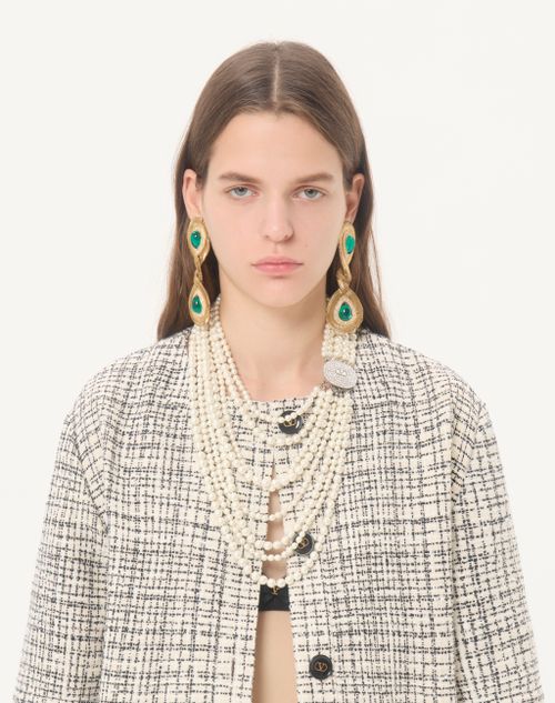 Valentino - Square Tweed Jacket - Vanilla/black - Woman - Jackets And Blazers