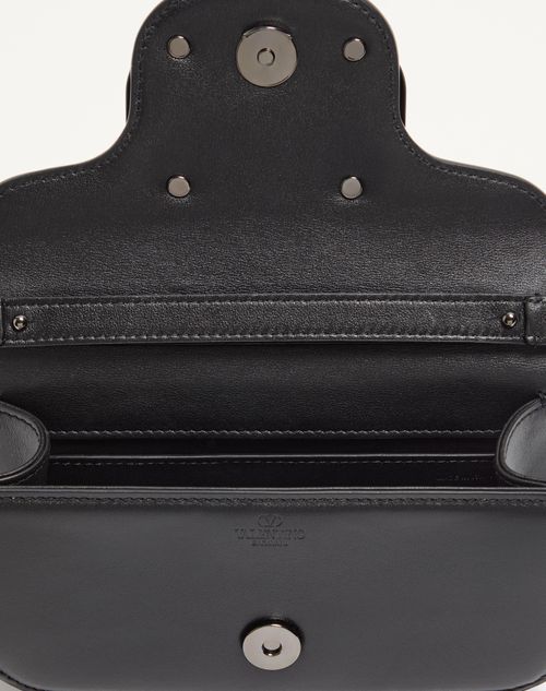 Valentino Garavani - Mini Valentino Garavani Locò Crossbody Calfskin Bag - Black - Man - Shoulder Bags