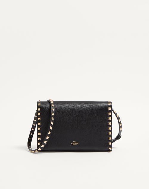 Valentino Garavani - Small Rockstud Grainy Calfskin Crossbody Bag - Black - Woman - Bags