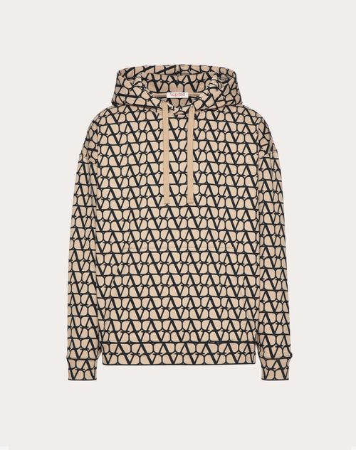 Valentino Toile Iconographe Hooded Sweatshirt In Beige/black