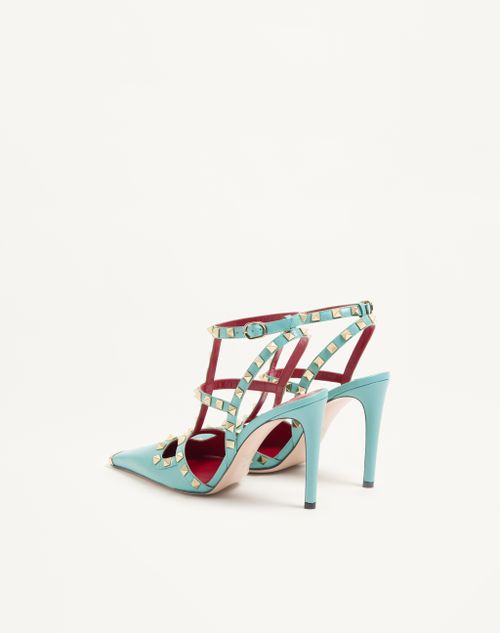 Valentino Garavani - Rockstud Kidskin Pumps 100mm - Azure - Woman - Pumps And Slingbacks