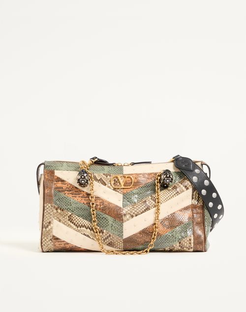 Valentino Garavani - Valentino Garavani Panthea Medium Shoulder Bag In Exotic Leather With Chevron Pattern - Multicolor - Woman - Shoulder Bags