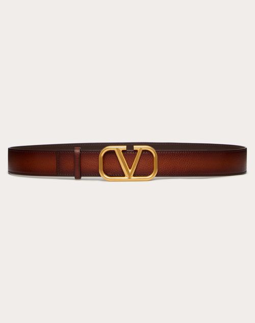 Valentino Garavani Vlogo Signature Belt In Ombré Cowhide In Tan Brown