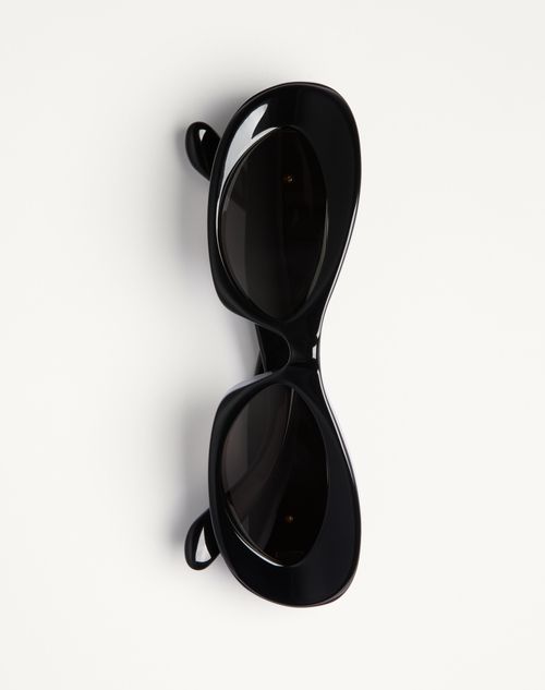 Valentino - Narrow Oval Acetate Frame - Black/grey - Woman - Eyewear