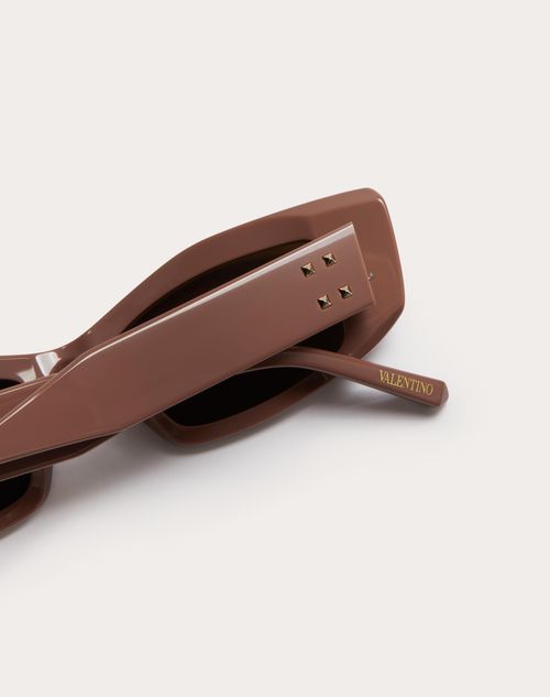 Valentino - V -rectangular Acetate  - Dark Brown/dark Brown - Woman - Eyewear