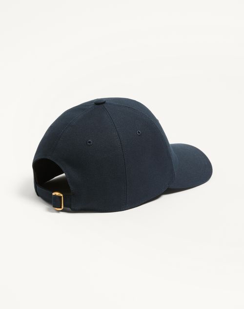Valentino Garavani - Valentino Garavani Cotton Baseball Cap With Embroidery - Blue - Man - Hats And Gloves