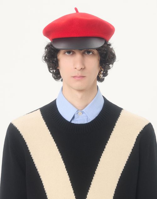 Valentino - Valentino Wool Jumper With Inlaid V - Black/butter - Man - Knitwear
