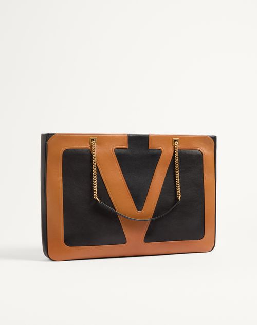 Valentino Garavani - Valentino Garavani Viva Superstar Nappa Leather Shopper - Black/spice - Man - Totes