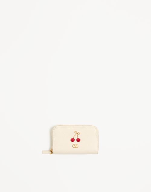 Valentino Garavani - チェリフィック グレインカーフスキン ミニ ジップウォレット - ライトアイボリー - ウィメンズ - 