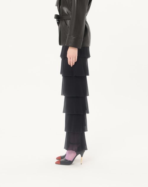 Valentino - Trousers In Light Georgette - Black - Woman - Trousers And Shorts