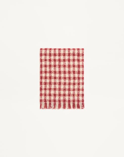 Valentino Garavani - カシミア X ウール X ルレックス ブークレハウンドトゥース スカーフ - レッド/アイボリー - ウィメンズ - ソフトアクセサリー
