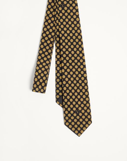 Valentino Garavani - Silk Tie With Plusdepois Pattern - Black/ochre - Man - Ties