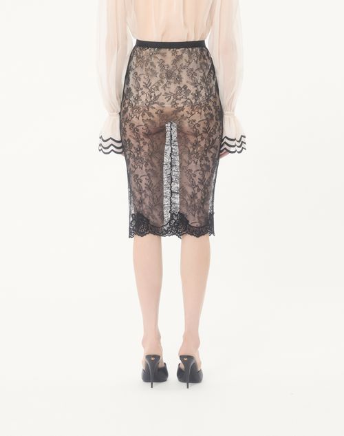 Valentino - Stretch Lace Skirt - Black - Woman - Skirts