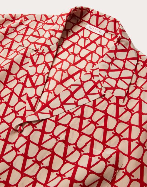 Valentino - All-over Toile Iconographe Print Short Sleeve Shirt - Beige/red - Man - Shirts