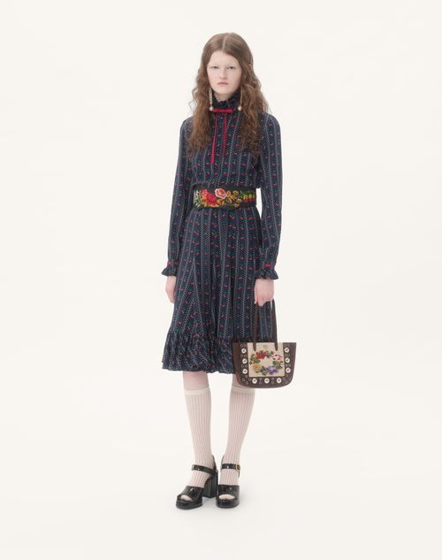 Valentino - Crepe De Chine Midi Skirt With Cherryfic Print - Navy/cherry Red - Woman - Skirts