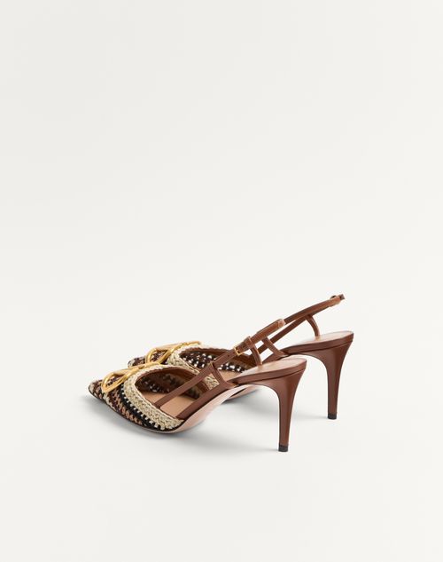 Valentino Garavani - Vlogo Signature Slingback Pump With Crochet Embroidery 80mm - Multicolour - Woman - Pumps