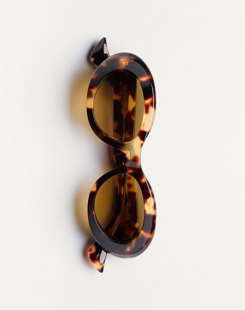 Valentino - Oval Acetate Eyewear - Havana/brown - Woman - Eyewear
