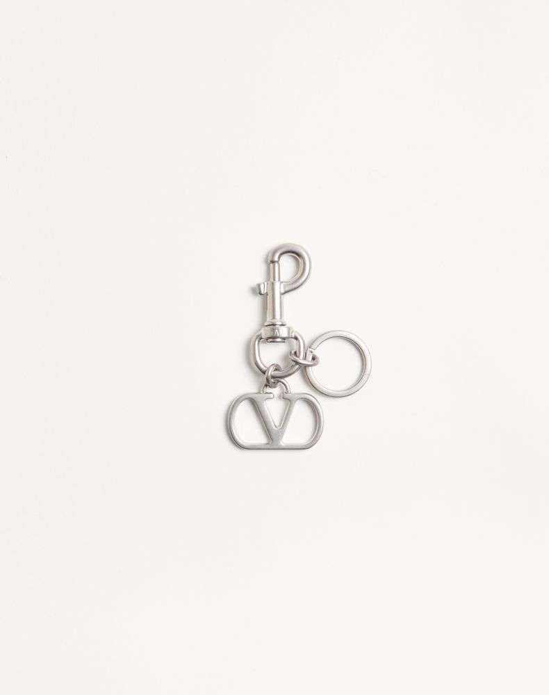 Valentino Garavani Men's Palladium Vlogo Signature Metal Bag Charm With Key Ring Man Uni
