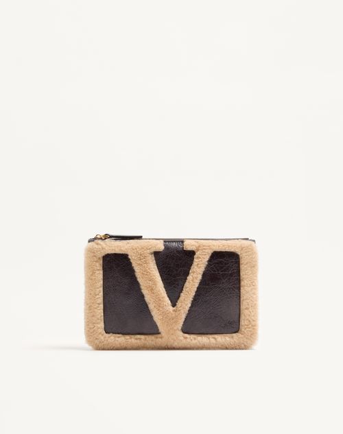 Valentino Garavani - Valentino Garavani Viva Superstar Sheepskin Pouch - Brown/beige - Woman - Clutches