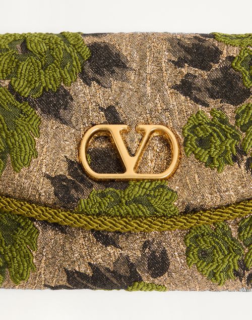 Valentino Garavani - Valentino Garavani Devain Small Shoulder Bag In Jacquard Lurex Fabric - Gold/green - Woman - Shoulder Bags