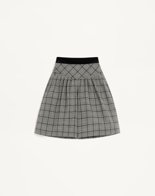 Valentino - Wool Bermuda Shorts With Check Pattern - Grey - Woman - Trousers And Shorts