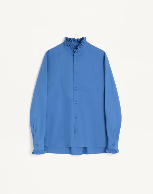 Valentino Cotton Poplin Shirt With Plastron And Ruffles